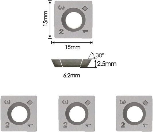 Hopson Tools 15mm Square Straight Carbide Inserts for Woodturning, 15×15×2.5mm