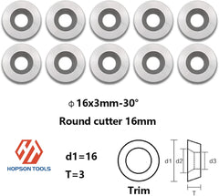 HopsonTools Ci0 Woodturning Carbide Insert Cutter 16 X 3mm-30° Round Shape