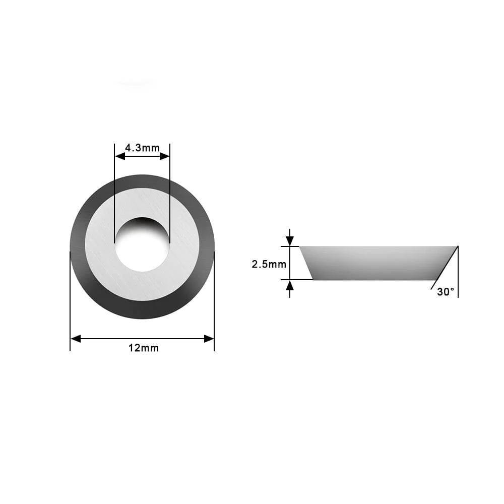 Ci3 Woodturning Negative Rake Carbide Insert Cutter 12x2.5mm Round Shape