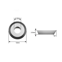 Ci3 Woodturning Negative Rake Carbide Insert Cutter 12x2.5mm Round Shape