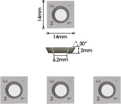HopsonTools  Woodturning Carbide Insert Cutter 14 X 14 X 2mm-30° Square Shape