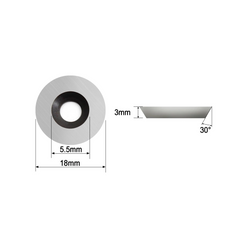 HopsonTools  Woodturning Carbide Insert Cutter 18 X 3mm-30° Round Shape