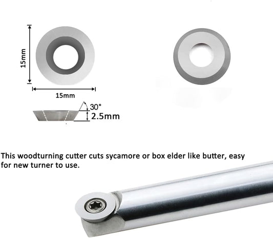 HopsonTools  Woodturning Carbide Insert Cutter 15 X 2.5mm-30° Round Shape