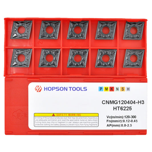 HOPSON TOOLS CNMG of CNC Carbide Inserts for Turning Steel Metal lathe Cutting Tools, 10 PCS.